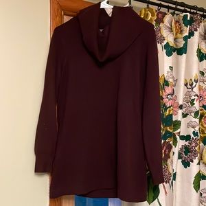 Deep plum long-ish cowl neck sweater